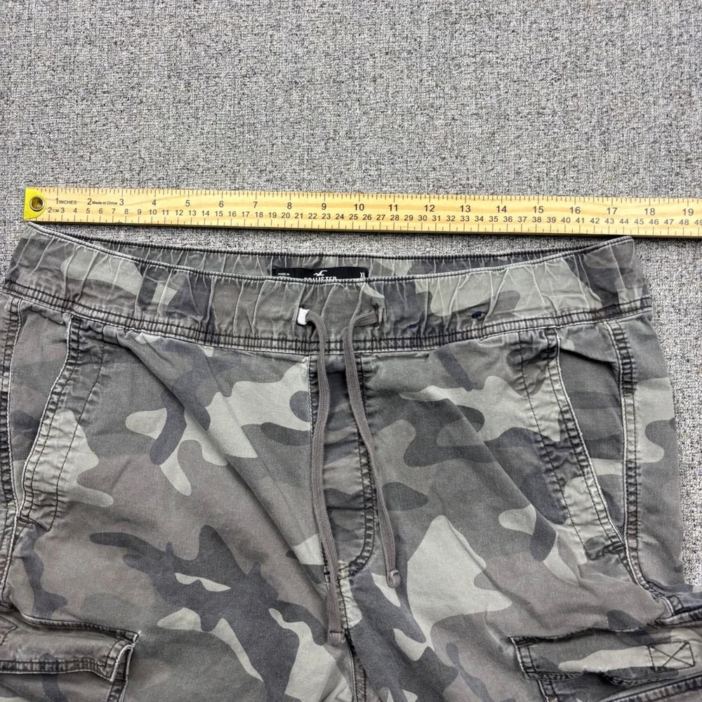 Hollister Cargo Pants Mens XL Slim Straight Grey Camouflage Epic Flex Drawstring